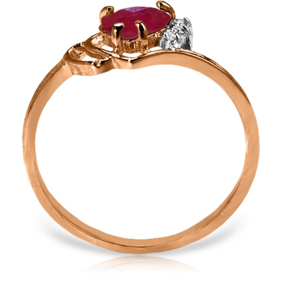 14K. SOLID GOLD RING WITH NATURAL DIAMONDS & RUBY - Picture 2 of 5